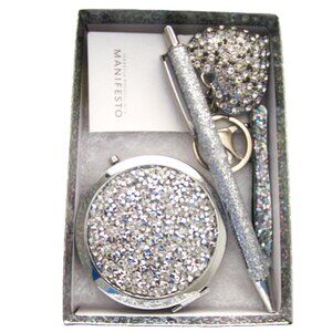Purse Gift Set Glitter Mirror, Pen, Heart Keychain, Tweezer, Manifesto Scent NEW